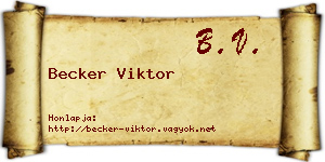 Becker Viktor névjegykártya
